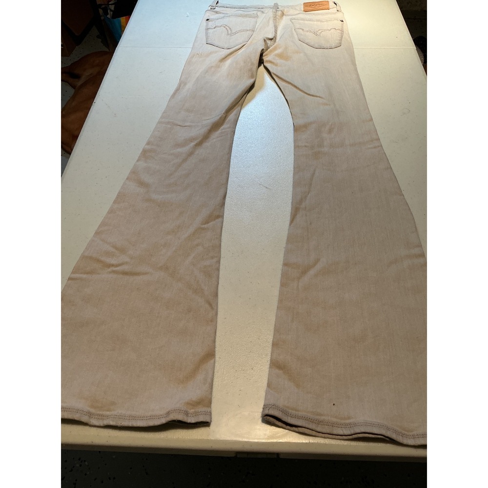 Lee Cooper Angie Flare Jeans Womens 28x35.5 Beige‎ Tan Distressed Denim Pants